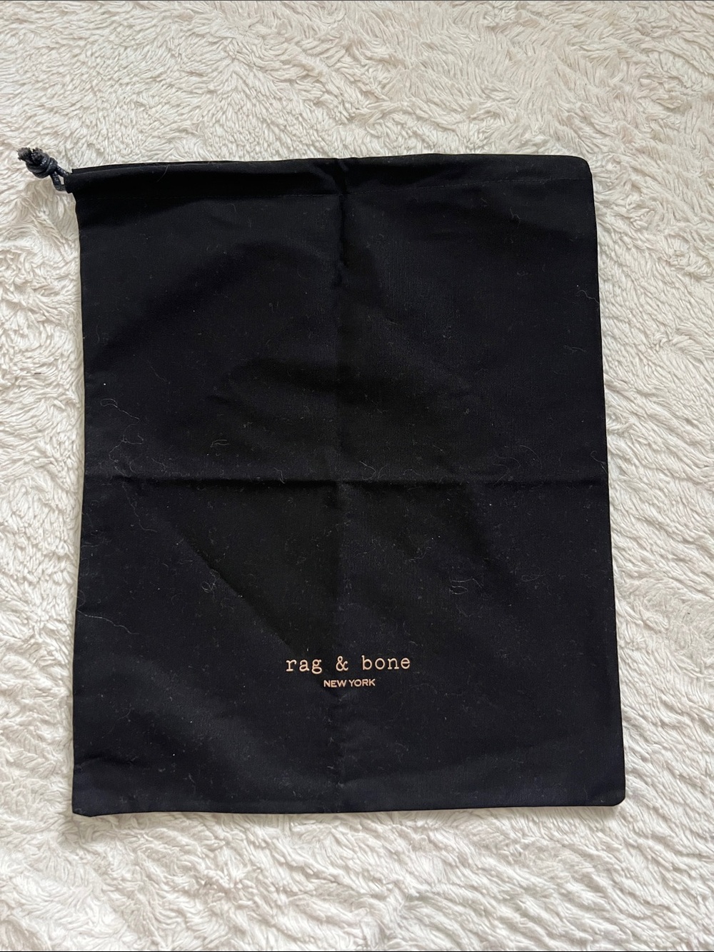 rag & bone Black Drawstring Dust Pouch with Logo